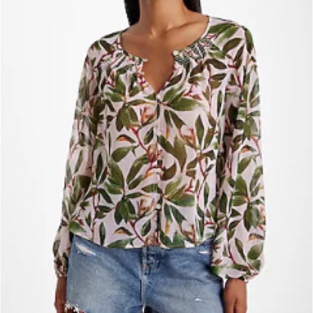 Express Green and Brown Relaxed Blouse -